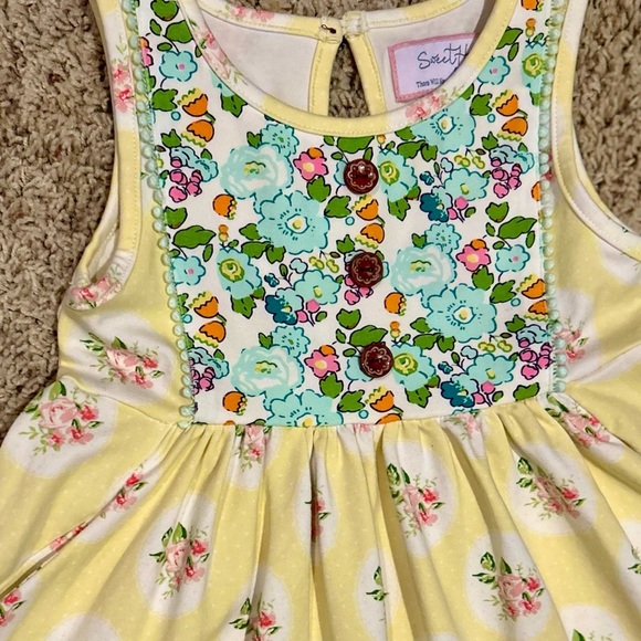 Sweet Honey Yellow Floral Sleeveless Dress with Pockets Girls Size 5 - Picture 4 of 16